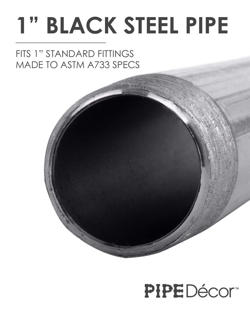 PIPE DECOR 1" x 10" Black Steel Plumbing Pipe, 6-Pack, Pre Cut Connector, Industrial Steel Grey Fits Standard One Inch Threaded Black Malleable Iron Fittings, Build Vintage DIY Furniture - Image 3
